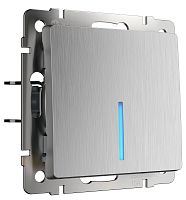 Переключатель с подсветкой без рамки Werkel 1-кл. проходной серебряный рифленый картинка